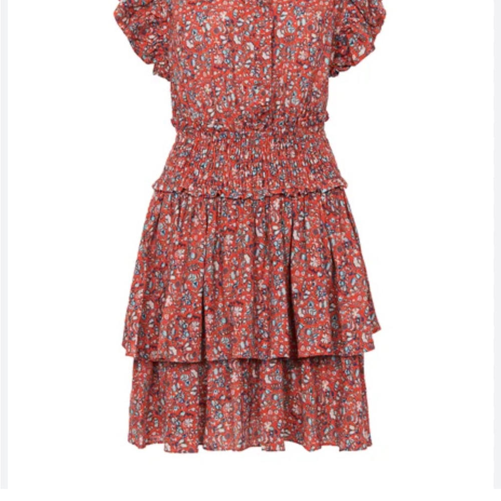 Floral Tiered Mini Dress in Rust